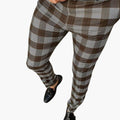 Męskie spodnie slim fit w kratę