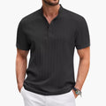 Męski T-shirt Henley z teksturowanym paskiem, krótki rękaw