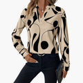Kobiece klasyczne koszula z długim rękawem z guzikami – Woven Polyester Blouse