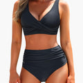Zestaw bikini dla kobiet z wysokim stanem z topem modelującym i szortami kąpielowymi