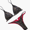 Kobiece bikini w panterkę z wysokim stanem