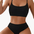 Kobiece Bikini z Wysokim Stanem o Teksturowanej Powierzchni z Ramiączkami Spaghetti