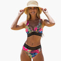 Kobiece Bikini w Tropikalny Wzór z Wysokim Stanem