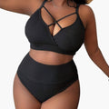 Kobiece bikini w dużych rozmiarach z wysokim stanem i topem na ramiączkach