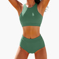 Kobiece Sportowe Bikini z Topem Bustier i Elastycznym Pasem