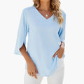 Bluzka damska z dekoltem w serek i rękawem 3/4 – Woven Top
